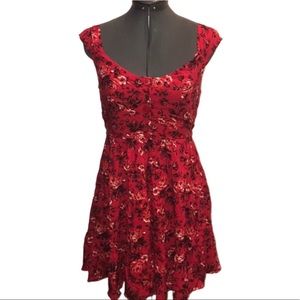 4•FOR$20 Band of gypsies mini dress size SMALL red floral